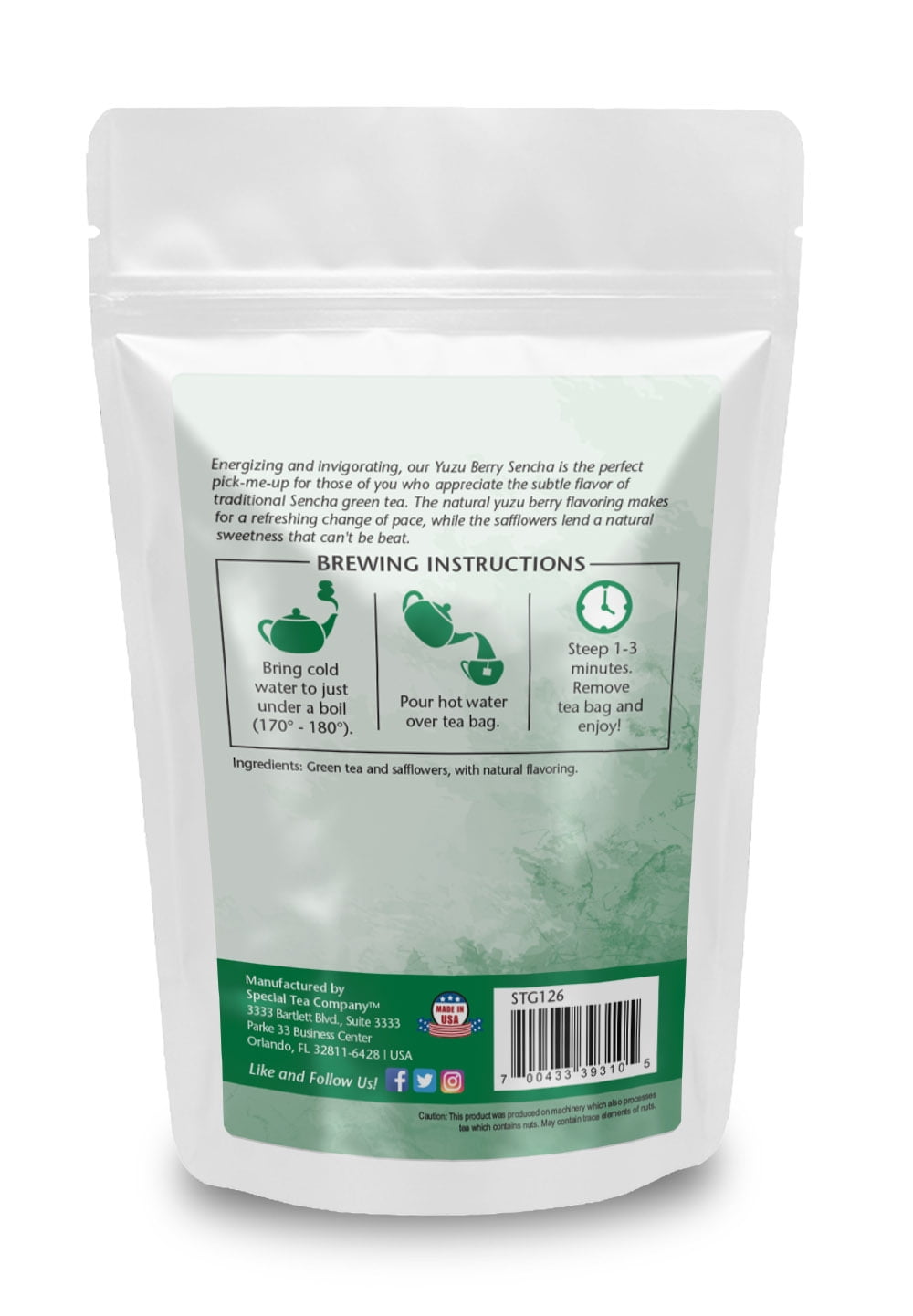 Special Tea Yuzu Berry Sencha Green Tea, 20 Tea Bags