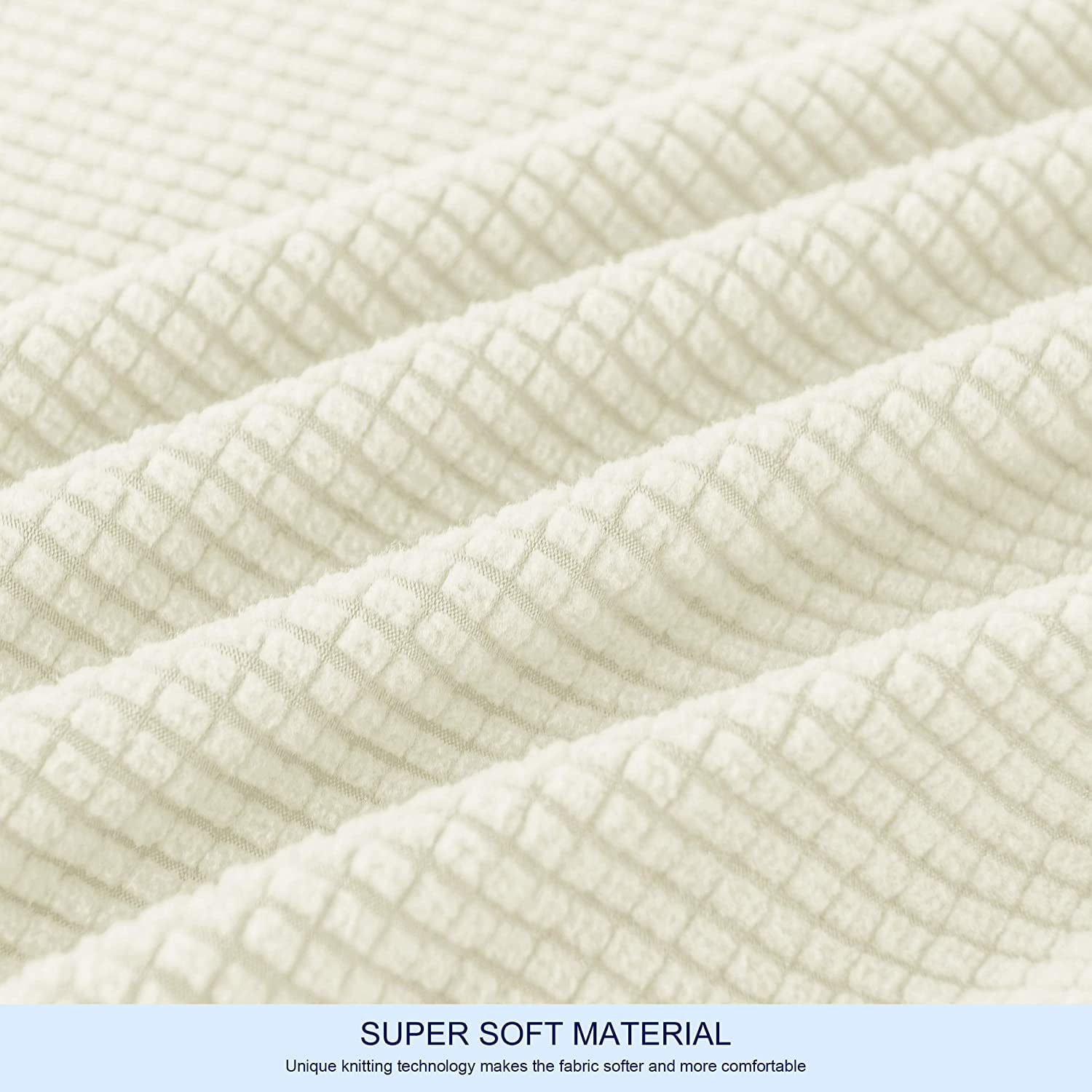 Subrtex Stretch 2-Piece Textured Grid XL Sofa Slipcover, Ivory
