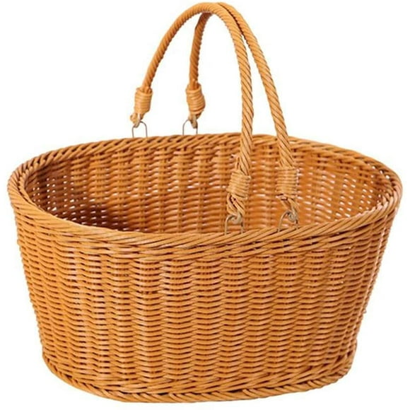 cfslp Simulated Rattan Woven Basket Shopping Basket Decorative Storage Vegetable Basket Flower Basket Picnic Basket Food Storage Home