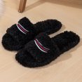 thumbnail image 4 of BOERTEU Women Striped Embroidered Fuzzy Open Toe House Slippers, 4 of 10