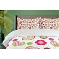 thumbnail image 4 of Ambesonne Cartoon Duvet Cover Sets, Flowers Heart Shapes, 2-King, Lime Purple Red, 4 of 7