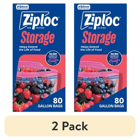 (2 pack) Ziploc Brand Storage Gallon Bags, School Supplies, Large Storage Bags for Food, 80 Count