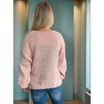 thumbnail image 4 of Women'S Fall Fashion Button Down Cardigan Sweater Loose Casual Cable Knit Sweater Coat Pink M, 4 of 9
