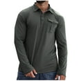 thumbnail image 1 of pstuiky Camisas de manga larga abrigadas para hombre, Camisa de manga larga de color liso con bolsillo y cuello para hombre top de hombre m, 1 of 5