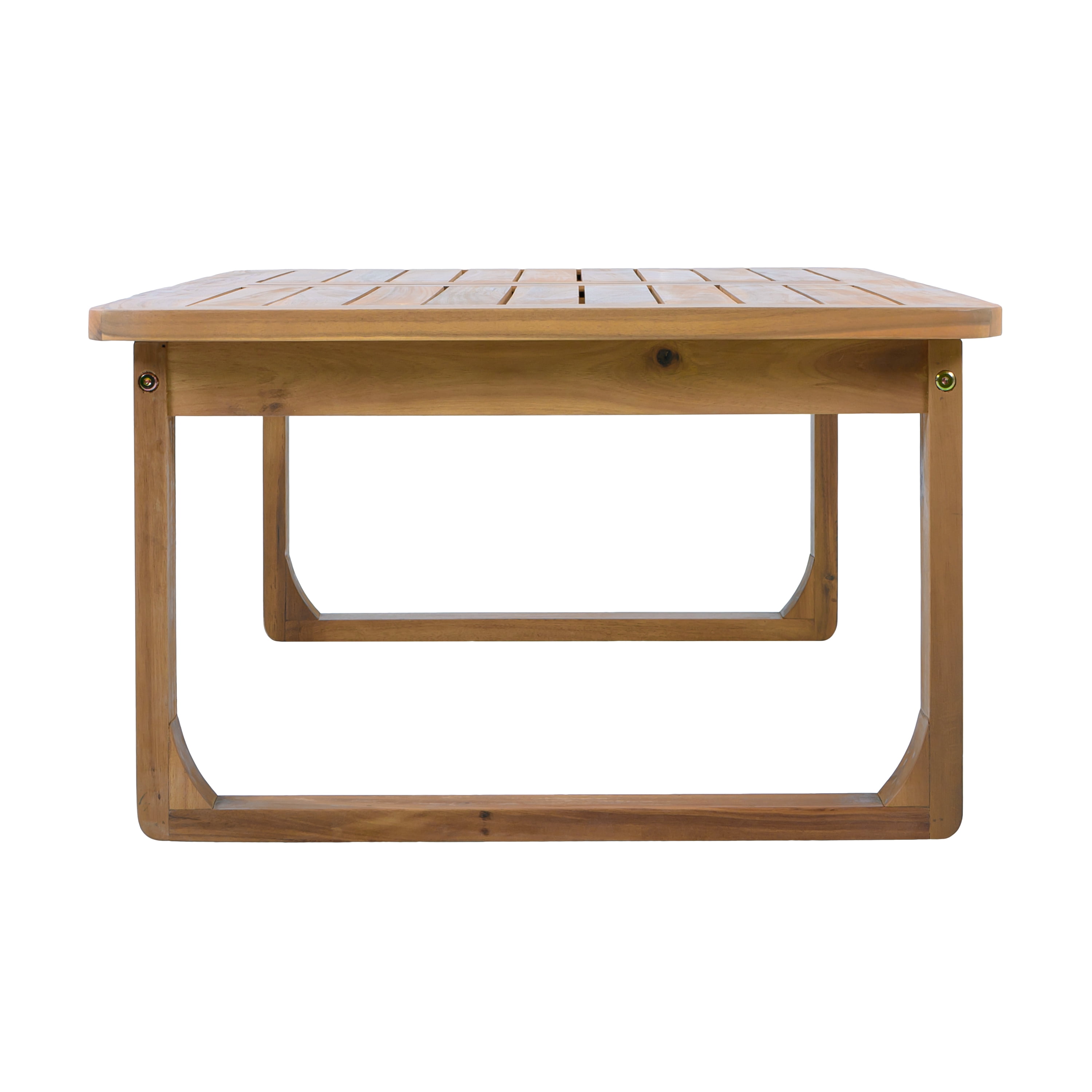 Coffee Table, Outdoor Rectangular Acacia Wood Patio Table with Curved Legs for Deck Garden, Light Teak