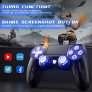 RGB Wireless Controller for P4,Gaming Controller for P4/PC/Steam/Phone with Turbo Functiont Long Battery With 1 USB-C Cable(Black)