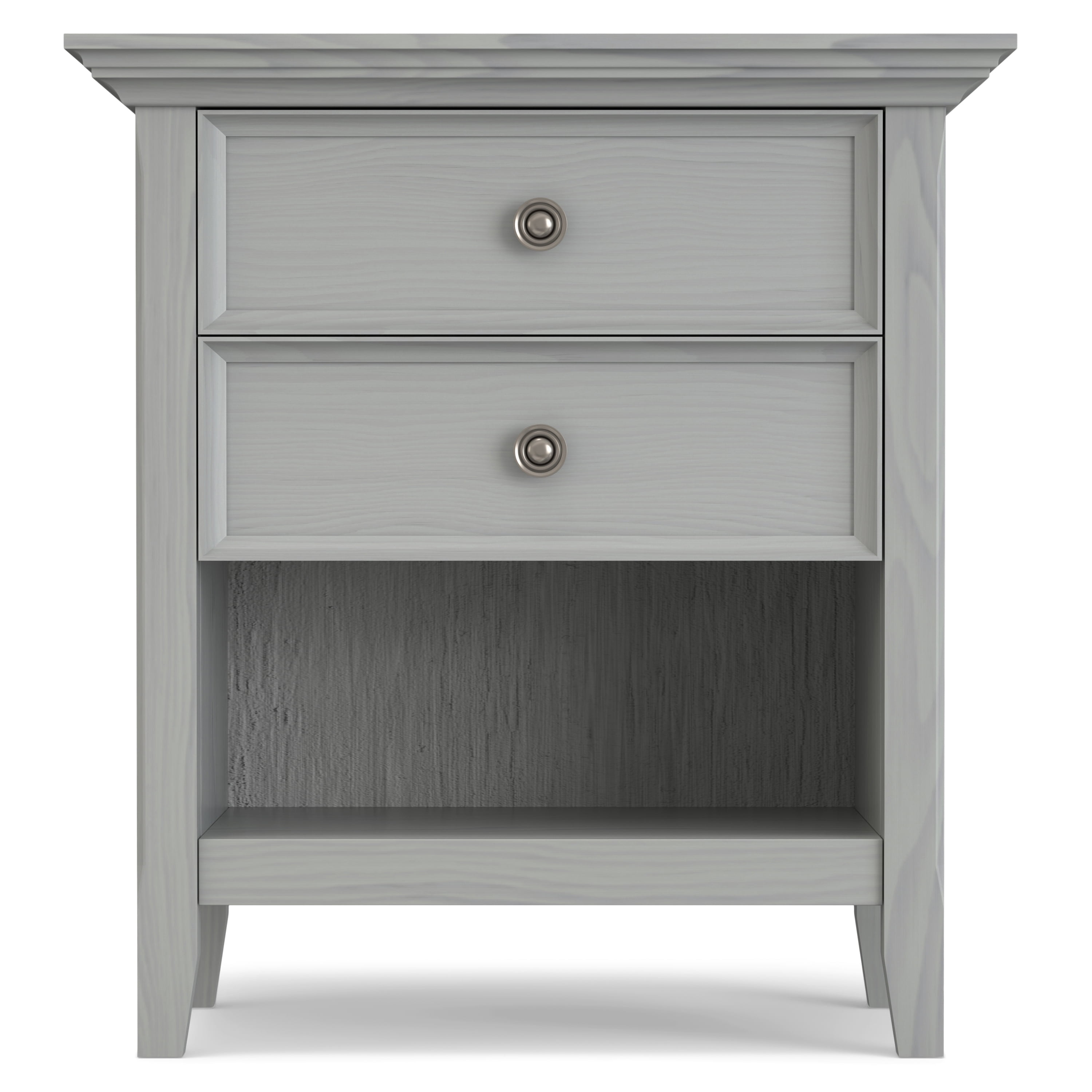 Amherst 24 inch Wide Solid Wood Transitional Bedside Table in Fog Grey