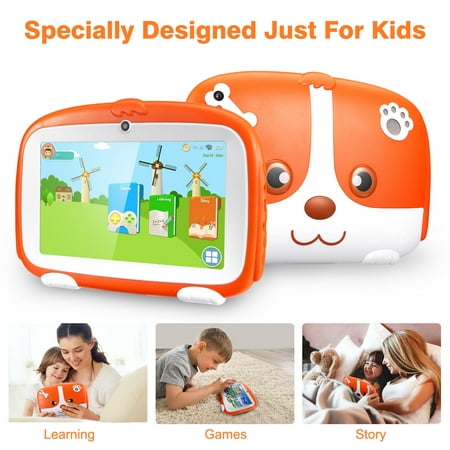 Excelvan Q738 7 Inch Android 6.0 with 1GB RAM 8GB ROM Dual Camera WiFi USB Kids Software Edition Kids Tablet PC Orange