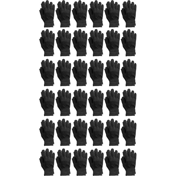 36 Pack of SOCKS'NBULK Wholesale Beanies Or Gloves, Bulk Thermal Winter Hat Or Glove (Black Golves)