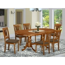 East West Furniture Piece Dining Room Furniture Set- an Oval Kitchen Table and 6 Dining Chairs, Saddle Brown(Seat Options) PLAI7-SBR-C