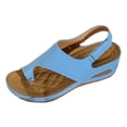 thumbnail image 6 of Orthopedic Sandals for Women Low Wedge Arch Support Flip Flops Hook and Loop Slingback Summer Outdoor Nonslip Walking Shoes Sky Blue Size 6.5, 6 of 6