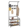 thumbnail image 2 of Coat Rack, Hall Tree with Shoe Bench, Steel Frame, Entryway Bench Coat Rack with a Hanging Rod, 3-Tier Shelf and 8 Hooks for Entryway, 2 of 8