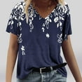 thumbnail image 2 of Blusas de Manga Corta para las Mujeres Causal Cuello en V Camiseta Sólida, Blusas de Verano de las Mujeres para el Hogar Y Diario, 2 of 4