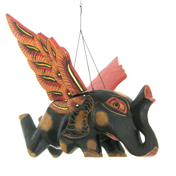 Elephant Mobile, Hand Crafted Wooden Hanging Decor