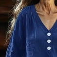 thumbnail image 6 of Women's Loose Fit V Neck Long Sleeve Top Shirts Blouses Casual Button Down Linen Look Solid Color Soft Fabric for Daily Wear Work Office Vacation Outfits Fashion Essential Gift, 6 of 8