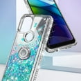 thumbnail image 5 of Nagebee Case for Motorola Moto G Stylus 5G with Tempered Glass Screen Protector (Full Coverage), Sparkle Glitter Liquid Bling Diamond [Ring Holder & Wrist Strap] Women Girls Cute Case (Teal), 5 of 5