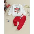 thumbnail image 3 of Elippeo Baby 2 Piece Cute Outfit 6M 12M 18M 24M 3Y Christmas Letter Print Long Sleeve Sweatshirt and Elastic Pants Set for Newborn Fall Clothes, 3 of 10