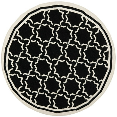 Safavieh Dhurries Black/Ivory Area Rug Features: -Technique: Flat weave. -Material: Wool. -Origin: India. -Construction: Handmade. -Collection: Dhurries. -Rugs can vary approx. 3-4  from the advertised size. Technique: -Hand woven/Flat woven/Dhurrie. Primary Color: -Black / Ivory. Product Care: -Professional cleaning is recommended. Material: -Wool. Dimensions: Pile Height: -0.25 . Rug Size Rectangle 3  x 5  - Overall Product Weight: -5.7 lbs. Rug Size Rectangle 4  x 6  - Overall Product Weight: -9.12 lbs. Rug Size Rectangle 5  x 8  - Overall Product Weight: -15.2 lbs. Rug Size Rectangle 6  x 9  - Overall Product Weight: -20.52 lbs. Rug Rugs Seagrass Shag Sheepskin Silk Sisal Slices Solid Southwestern Square Striped Synthetic Tan Tibetan Tufted Wedges White Wildon Wool Woven Yellow Acrylic Animal Area Bamboo holidays  christmas gift gifts for girls boys