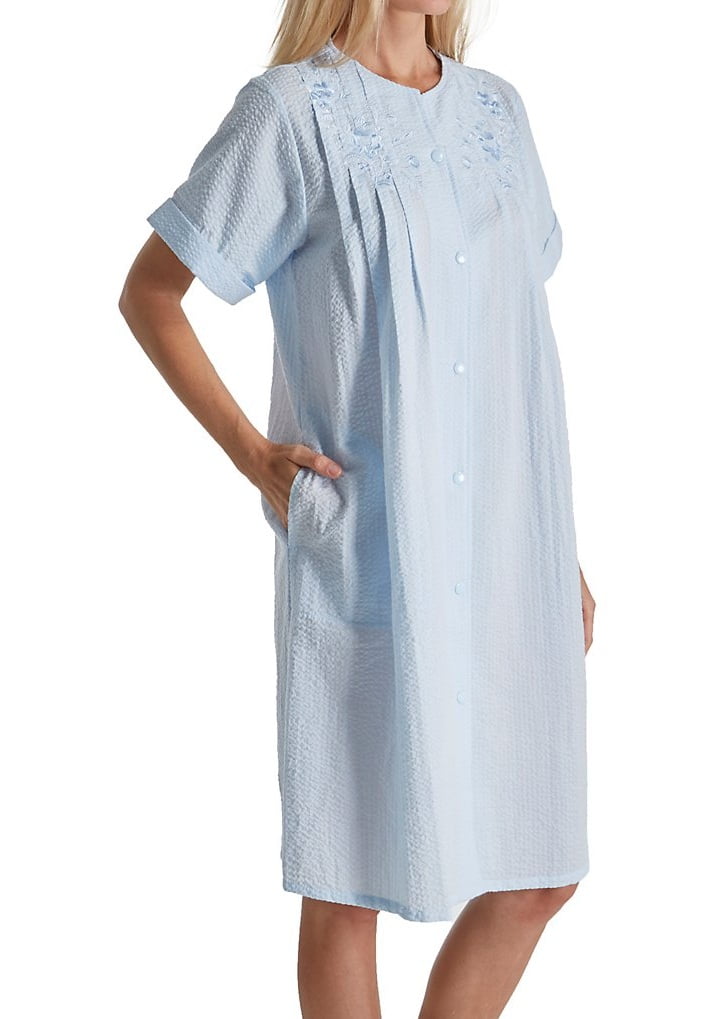Miss Elaine Miss Elaine 853656 Seersucker Short Snap Front Robe