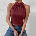 thumbnail image 6 of XFLWAM Sequin Halter Tops for Women Sleeveless Sparkly Shiny Tank Tops Glitter Party Night Club Blouses, 6 of 9