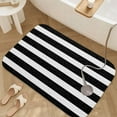 thumbnail image 3 of 1pc Black and White Stripes Absorbent Non-Slip Bathroom Thickened Flannel Rug Decor,Soft,Quick Drying,Suitable For Indoor/outdoor Use,Bathrooms,Bedrooms,Kitchens,Terrace,Laundry Rooms,16"x24", 3 of 9