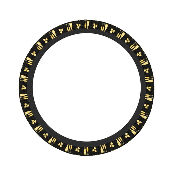 Picia Gold Bottles Car Steering Wheel Cover, Non-Slip, Breathable, Universal 15 inch