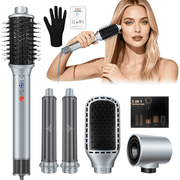 5 in 1 Hair Dryer Brush, Blow Dryer Brush Tool Set professional 130,000 RPM for hair with Negative Ion, Straightener/Dryer/Curling
