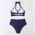 thumbnail image 7 of Christmas Savings Clearance! EINCcm Women Swimsuits, High Waist Retro Halter Ruched Bikini Two Piece Swimsuits Solid Color, Swimwear Summer Bikini Bathing Suit Swimsuits for Women, 7 of 7