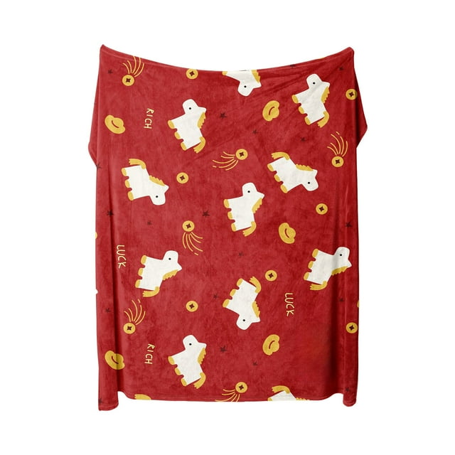 Couverture Jetée Rouge 100 cm x 150 cm Polyester Hiver Douce Cadeau de Bureau pour l'Année 2026