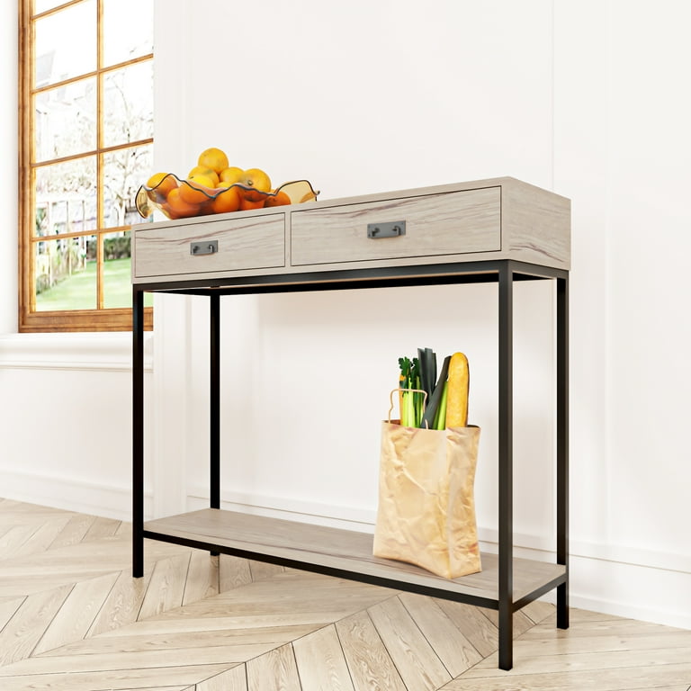Roomfitters Modern Light Wood Console Table with Drawer Entryway Table Sofa Table with Ample Storage for Living Room Cabinet Table Hall Furniture