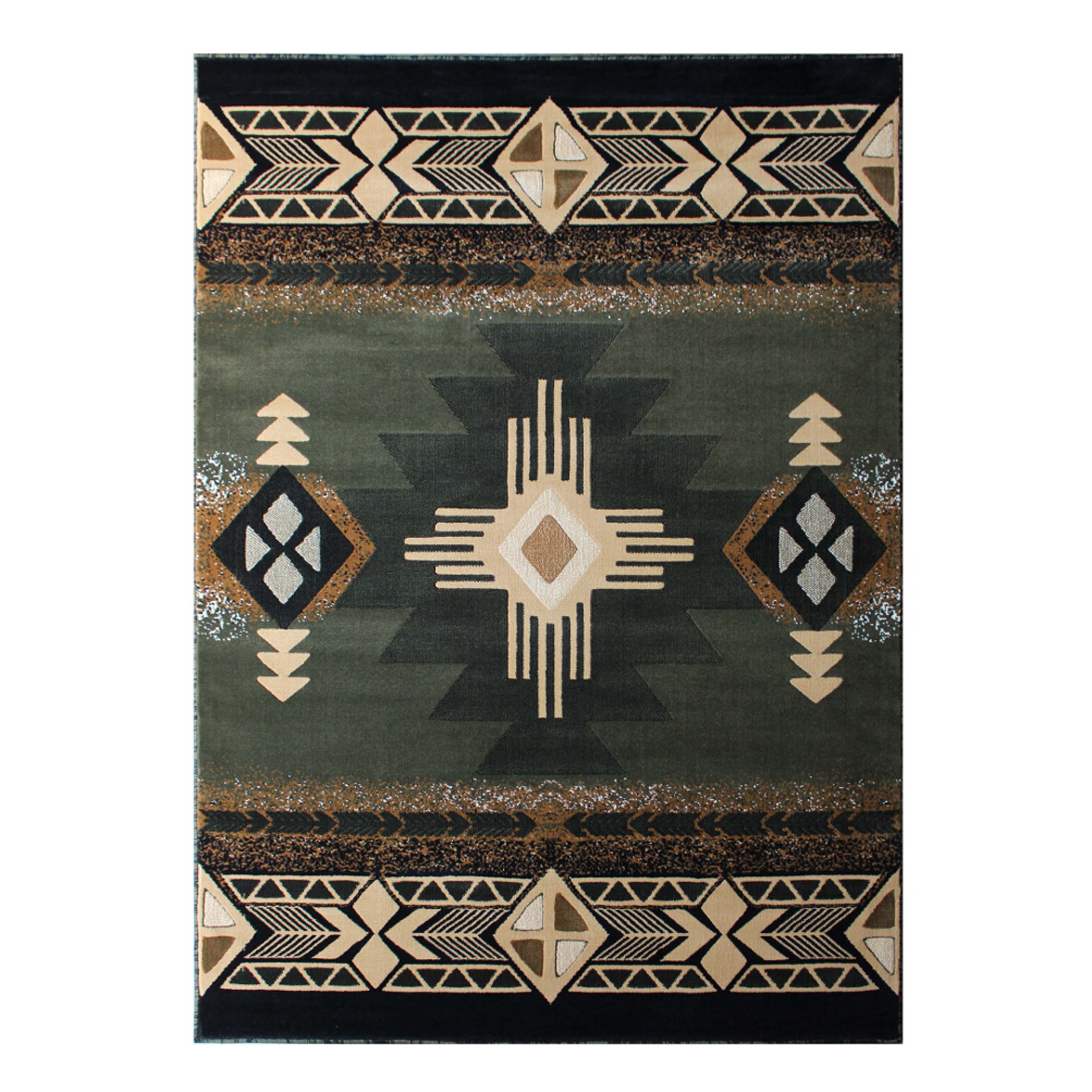 BizChair South West Native Area Rug Design C318 Sage Green (5 Feet X 7 Feet)
