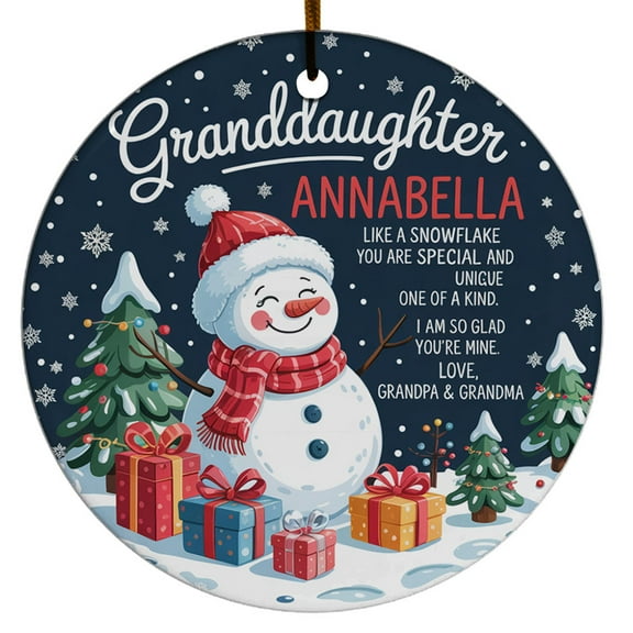 Granddaughter Like A Snowflake Christmas Ornament 2025, Snowman Granddaughter Xmas Tree Christmas Ornament Gift from Grandparents