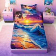 thumbnail image 4 of Manfei Oil Painting Tropical Beach Twin Sheet Sets for Kids Boys and Girls, Ocean Sea Bedding 3pcs, 1 Flat Sheet, 1 Fitted Sheet and 1 Pillowcase, 4 of 6