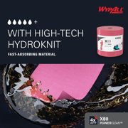 WypAll PowerClean X80 Cloths Heavy Duty Wipes (41055), Jumbo, Extended Use Towels, Red (1 Roll of 475 Sheets, 475 Sheet Total)