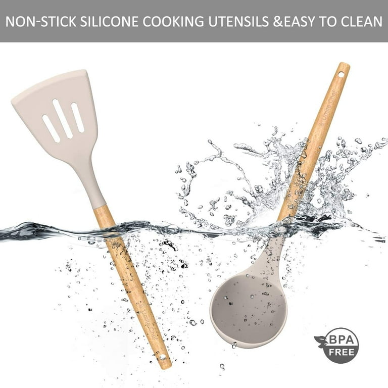 10x Silicone Cooking Utensil Set Rubber Spatula Heat Resistant Non