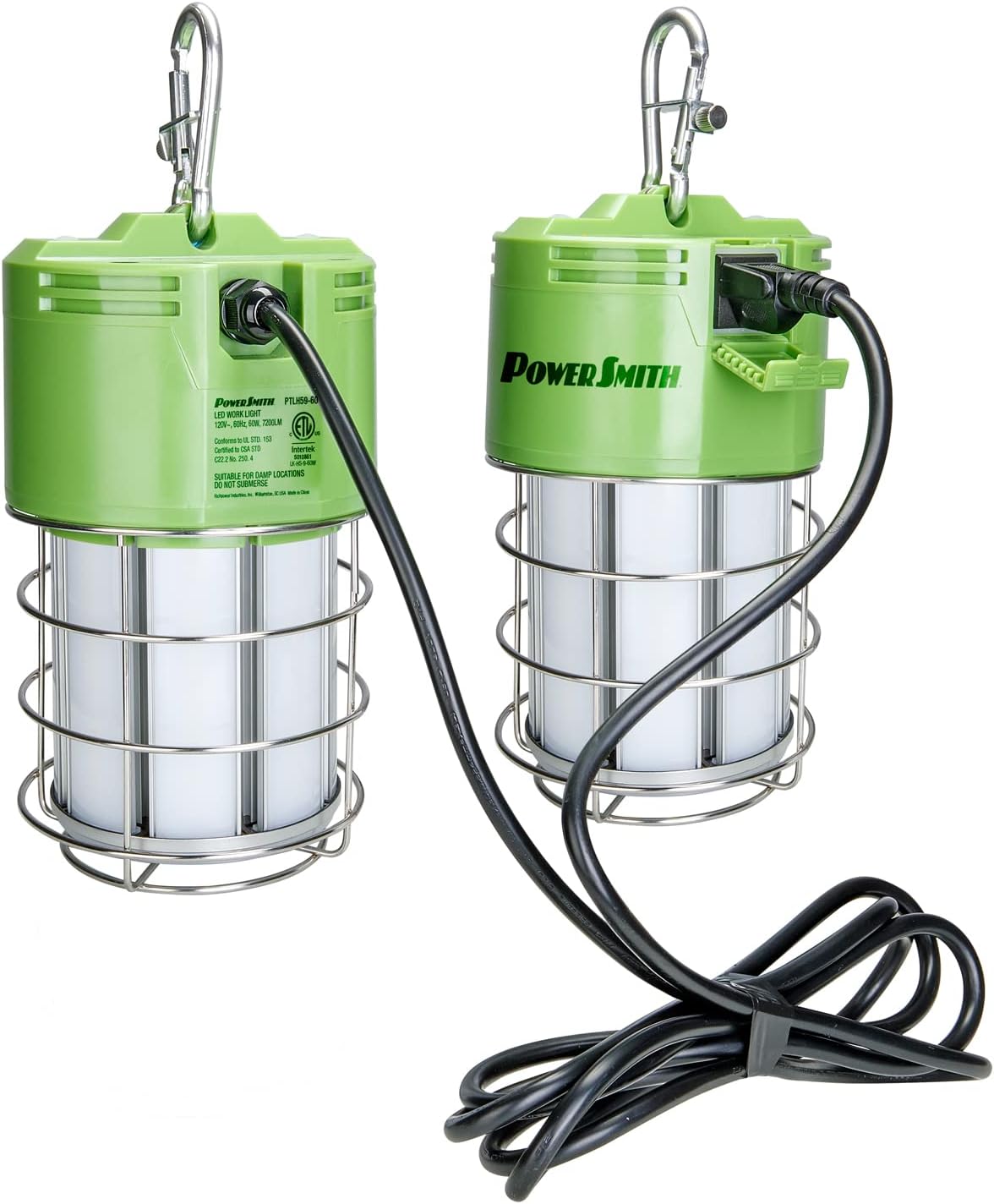 PTLH59-60 7,200 Lumens 60-Watt High Bay Temporary Job Site LED Work Light 360-Degree Commercial Hanging