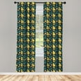 thumbnail image 3 of Ambesonne Garden Curtains, Dots Fruits Leaves Flowers, Pair of 28"x63", Earth Yellow Dark Teal, 3 of 5