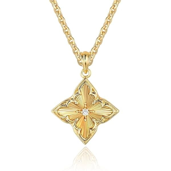 Chenchen Gold Clover Necklace for Women Dainty 14K Gold Plated CZ Pendant Necklace Adjustable Chain Choker Charm Colorful Clover Pendant Lucky Necklaces for Women Jewelry