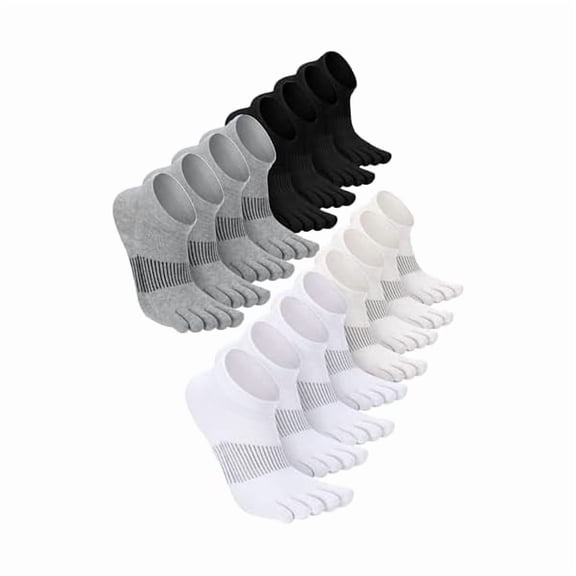 Eryueer 4/8 Pairs Women Toe Socks Cotton No Show Ankle Toe Socks Low Cut Five Toes Sock for Women Men Athletic Running