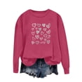 thumbnail image 2 of Mceream Valentines Chandails en Molleton pour Femmes Mode Imprimé Cœur Graphique Manches Longues Chemises Col Rond Surdimensionné Chandail Grande Taille Rose Vif P, 2 of 5