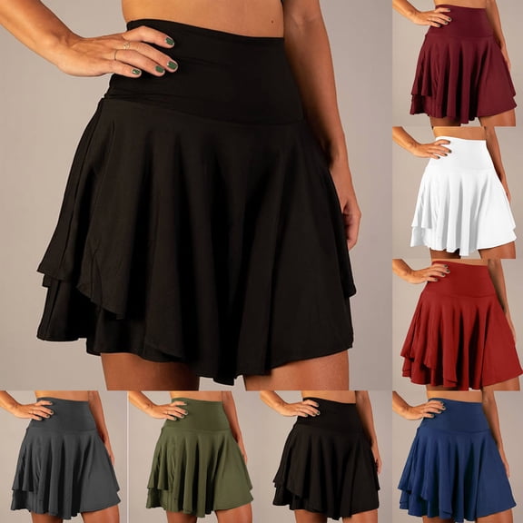 Babcutegg Women’s Summer Tennis Skirt – High-Waisted Athletic Stretch Skort with Pockets, Yoga & Fitness Skirt Shorts for Tennis, Dance, and Gym Dark Blue Size L