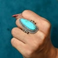 thumbnail image 3 of Natural Turquoise Long Gemstone Ring 925 Sterling Silver Statement Ring For Women Handmade Gemstone Christmas Jewellery Gift For Her (Size 11), 3 of 7