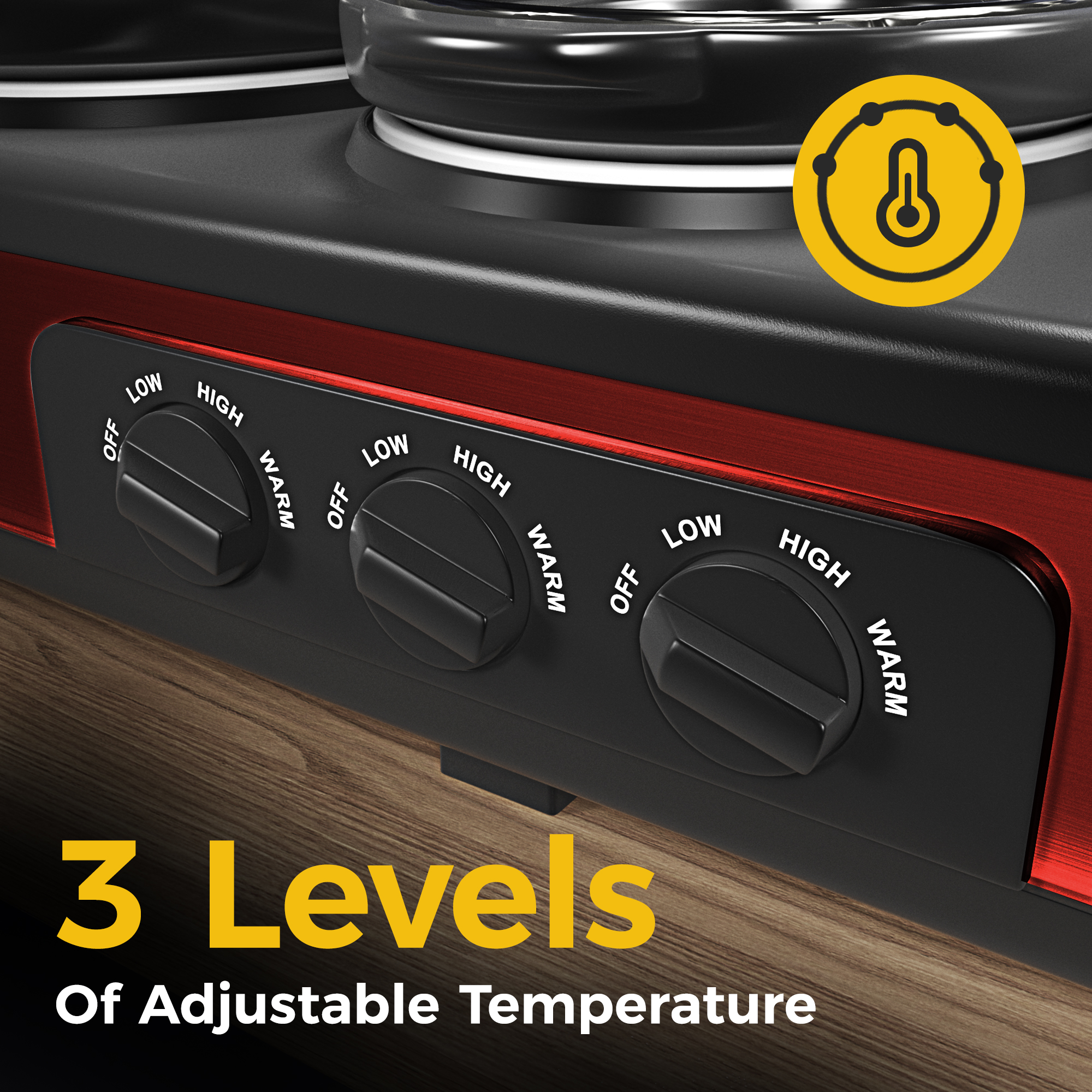 Sunvivi Triple Slow Cooker Buffet Servers and Warmer,3 Pot Food Small Mini Manual Slow Cooker with Adjustable Temp Stainless Steel Lid Rests,Removable Ceramic Pot, 3 * 1.5 Quarts Red