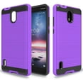 thumbnail image 4 of For T-Mobile Revvl 6 5G Slim Fit Rugged TPU + Hard PC Brushed Metal Texture Hybrid Dual Layer Armor Shockproof Phone Case Cover by Xpression - Purple, 4 of 8