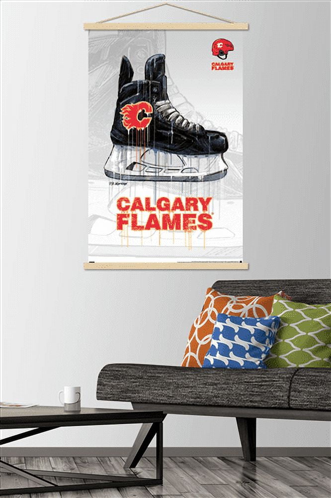 NHL Calgary Flames - Drip Skate 21 Wall Poster with Magnetic Frame, 22.375" x 34"