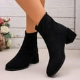thumbnail image 6 of Lovzfmll Ankle Boots for Women, Square Toe Suede Chunky Heel Back Zipper, Block Heel Booties Chelsea Boots Casual Black Boots, 6 of 9