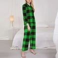 thumbnail image 3 of Fotbe Buffalo Plaid Green Black Conjunto de Pijama de Manga Larga para Mujer con Estampado, Ropa de Dormir de 2 Piezas, Conjunto de Casa Suave y Cómodo con Bolsillos-X-Large, 3 of 7