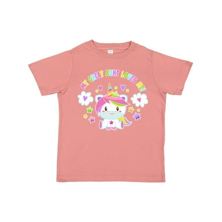 

Inktastic My Great Aunt Loves Me with Cute Rainbow Unicorn Gift Toddler Boy or Toddler Girl T-Shirt