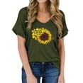 thumbnail image 2 of JINMGG Womens Tops under $5 Women Tie-dye Fashion Printed Sunflower Colorful Short Sleeves Blouse Tops Green S, 2 of 5
