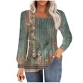 thumbnail image 1 of HKEJIAOI Hauts à Manches Longues pour Femmes Col Rond T-Shirts Plissés Tunique d'Affaires Blouses d'Automne Style Boho Chemises Amples S, 1 of 5